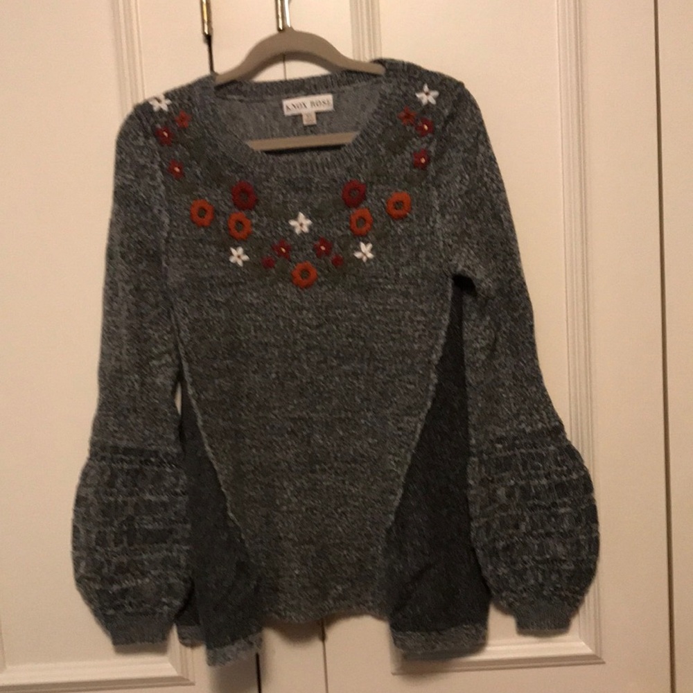Knox Rose gray embroidered sweater.